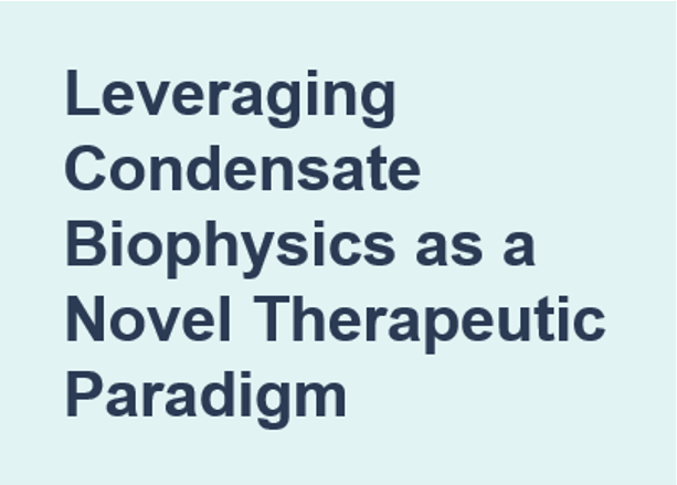 Leveraging condensate biophysics as a novel therapeutic paradigm